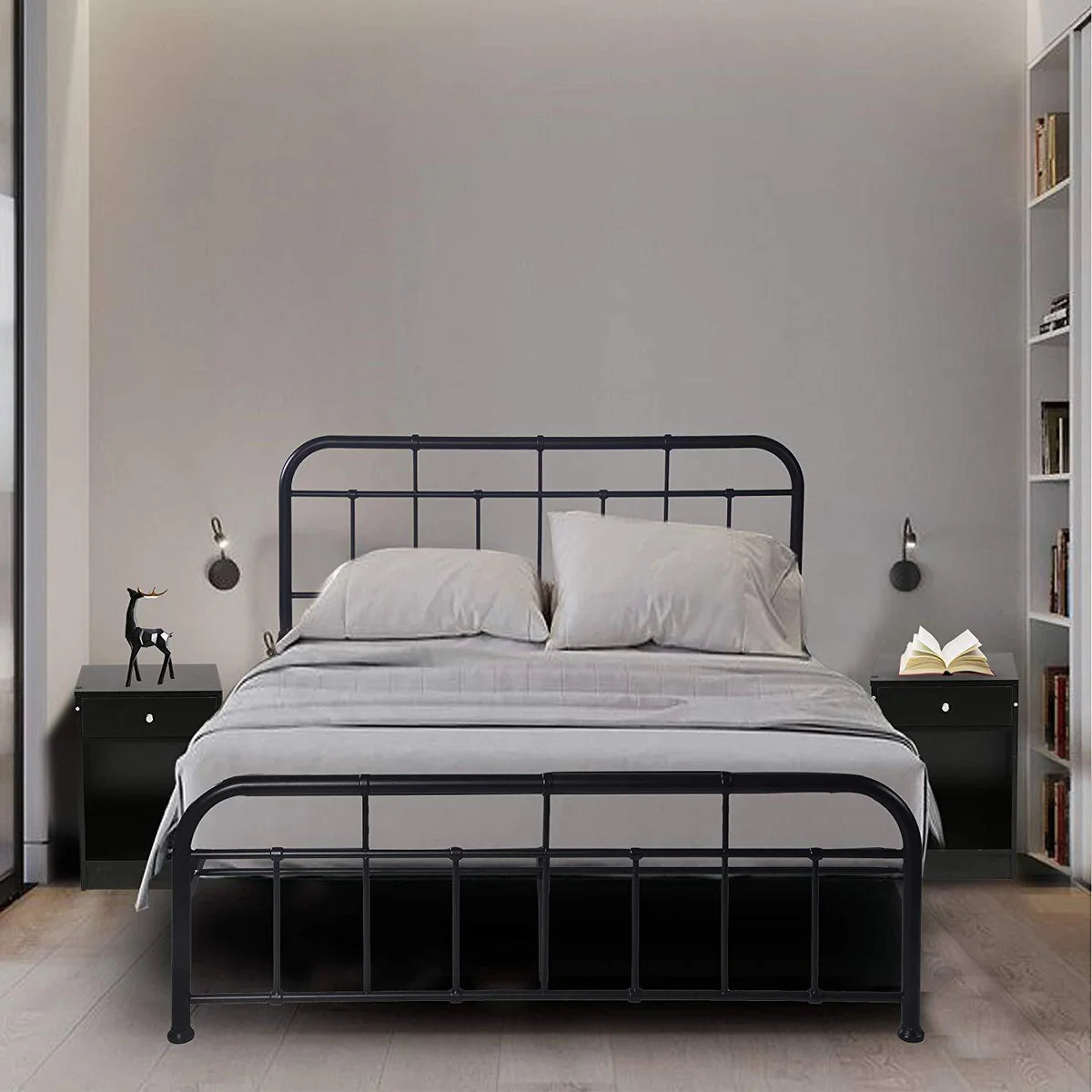 54" Contemporary Full Size Metal Platform Bed Frame, Black