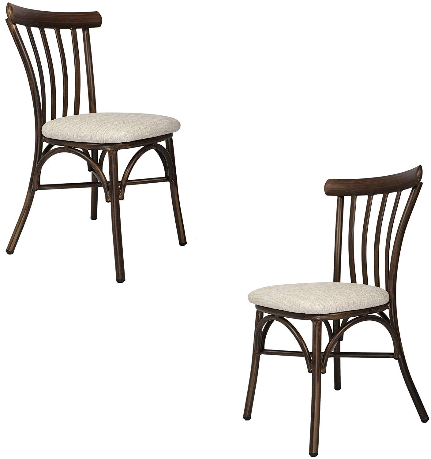 2 PCs Upholstered Dining Chairs Set, Aluminum Frame With Wood Finish, Modern PU Seat Style Suitable For Home And Restaurant Use