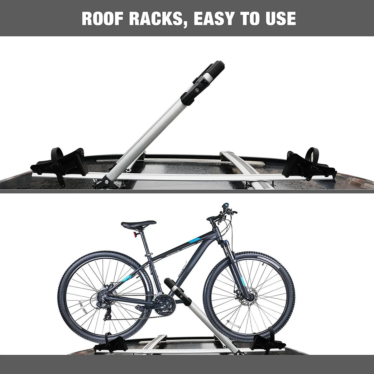 Upright Roof Mount Bike Rack Aluminum Bicycle Carrier for Roof Racks with Locking System for Cars SUVs