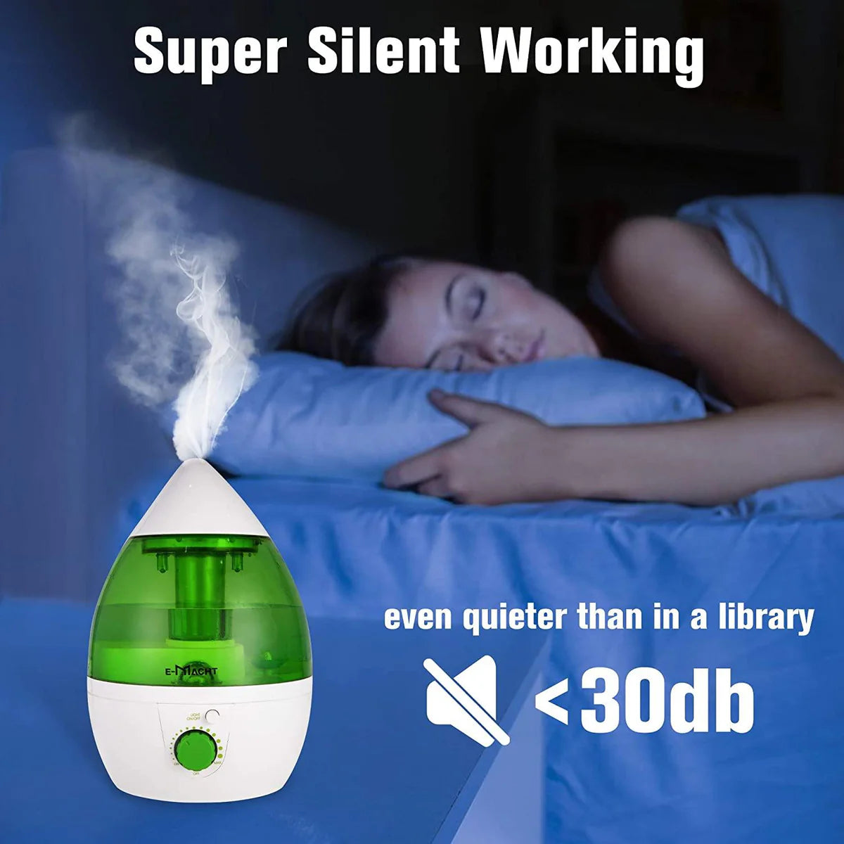 Humidifiers for Bedroom Quiet Ultrasonic Cool Mist Humidifier 1.1L with Auto Shut-Off, Green