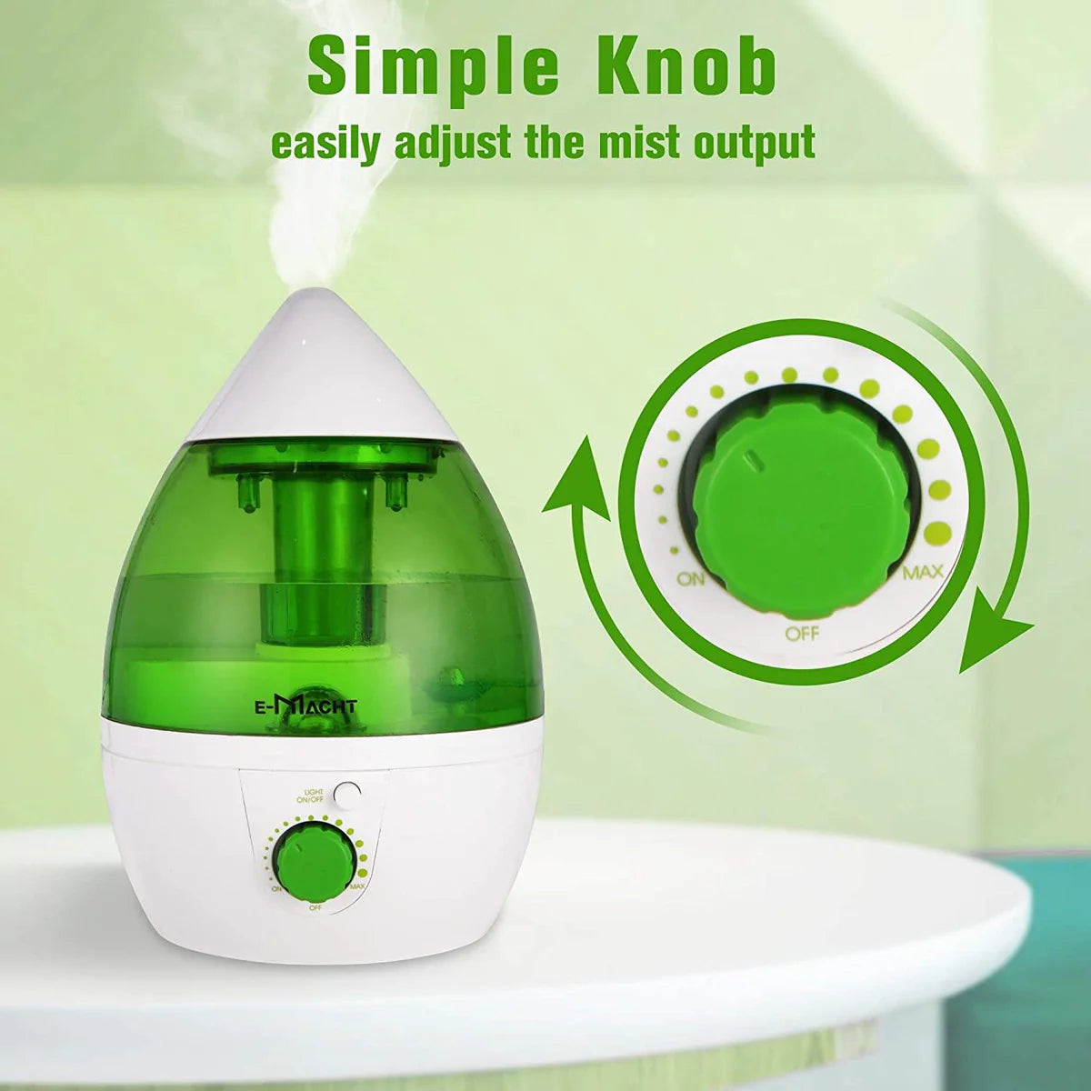 Humidifiers for Bedroom Quiet Ultrasonic Cool Mist Humidifier 1.1L with Auto Shut-Off, Green