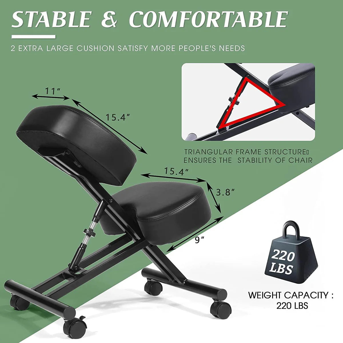 Ergonomic Kneeling Chair for Relieving Back Pain, Posture Correcting Knee Stool for Home Office Work Station