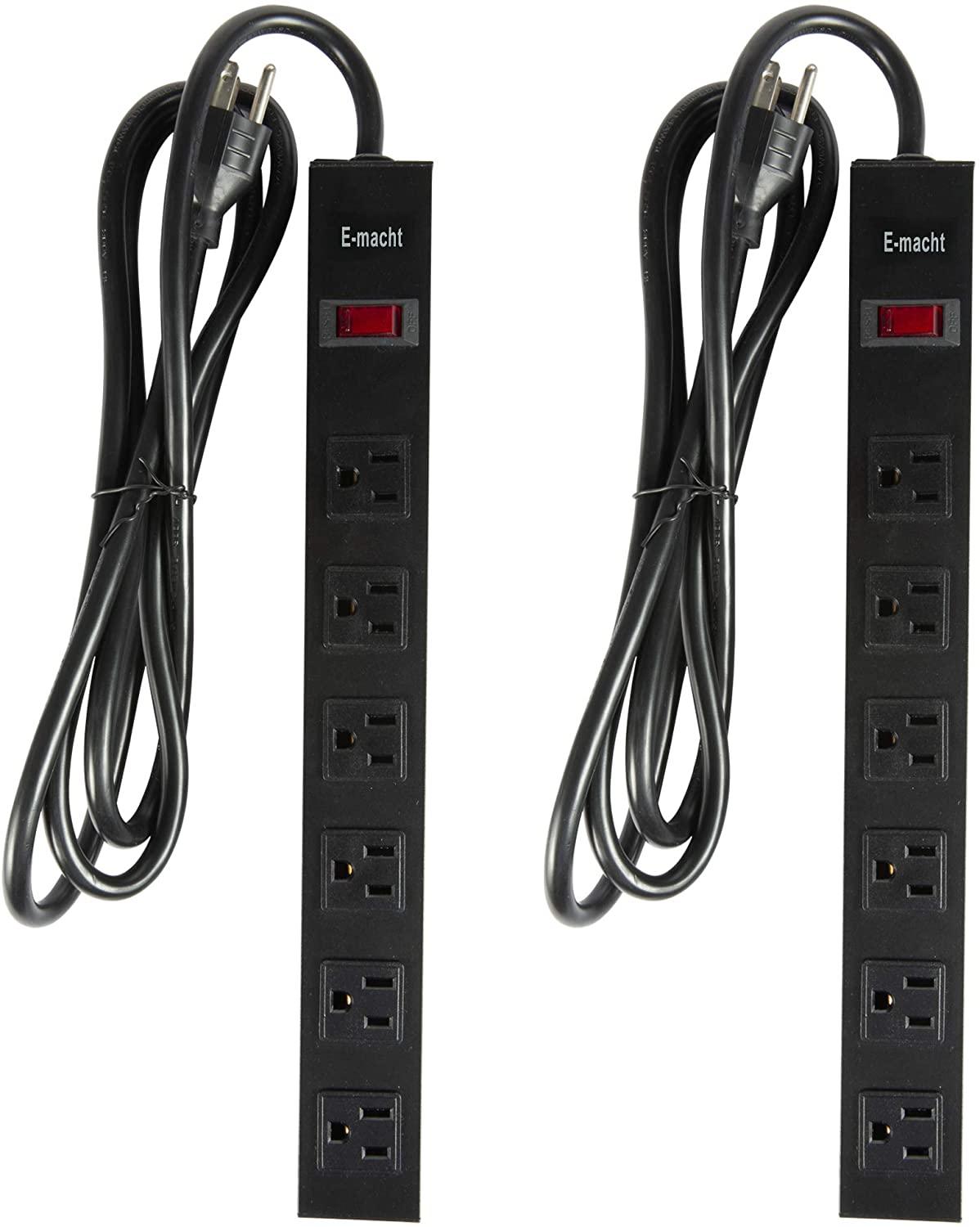 6 Outlet Heavy Duty Power Strip 2 Pack Metal Power Outlet