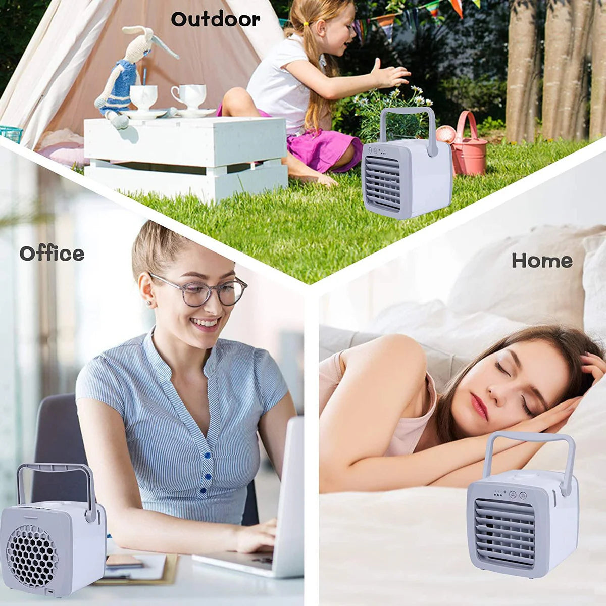 Portable USB Personal Mini Air Conditioner Fan, 3 Speeds, Quiet, Adjustable Vane, Ice Water Tank