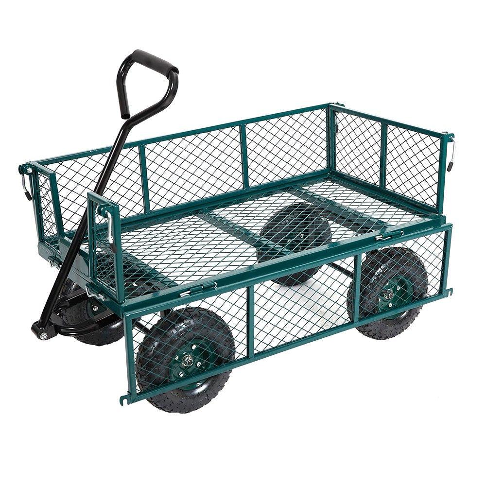 Utility Garden Cart Heavy Duty Wagon w/ Pneumatic Tires Removable Sides