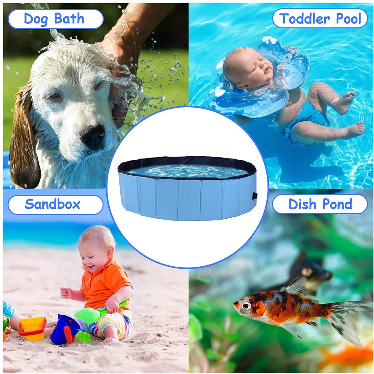 Foldable Pet Swimming Pool Easy to Fold Fill Empty & Clean Slip-Resistant PVC Bathing Tub Kiddie Pool