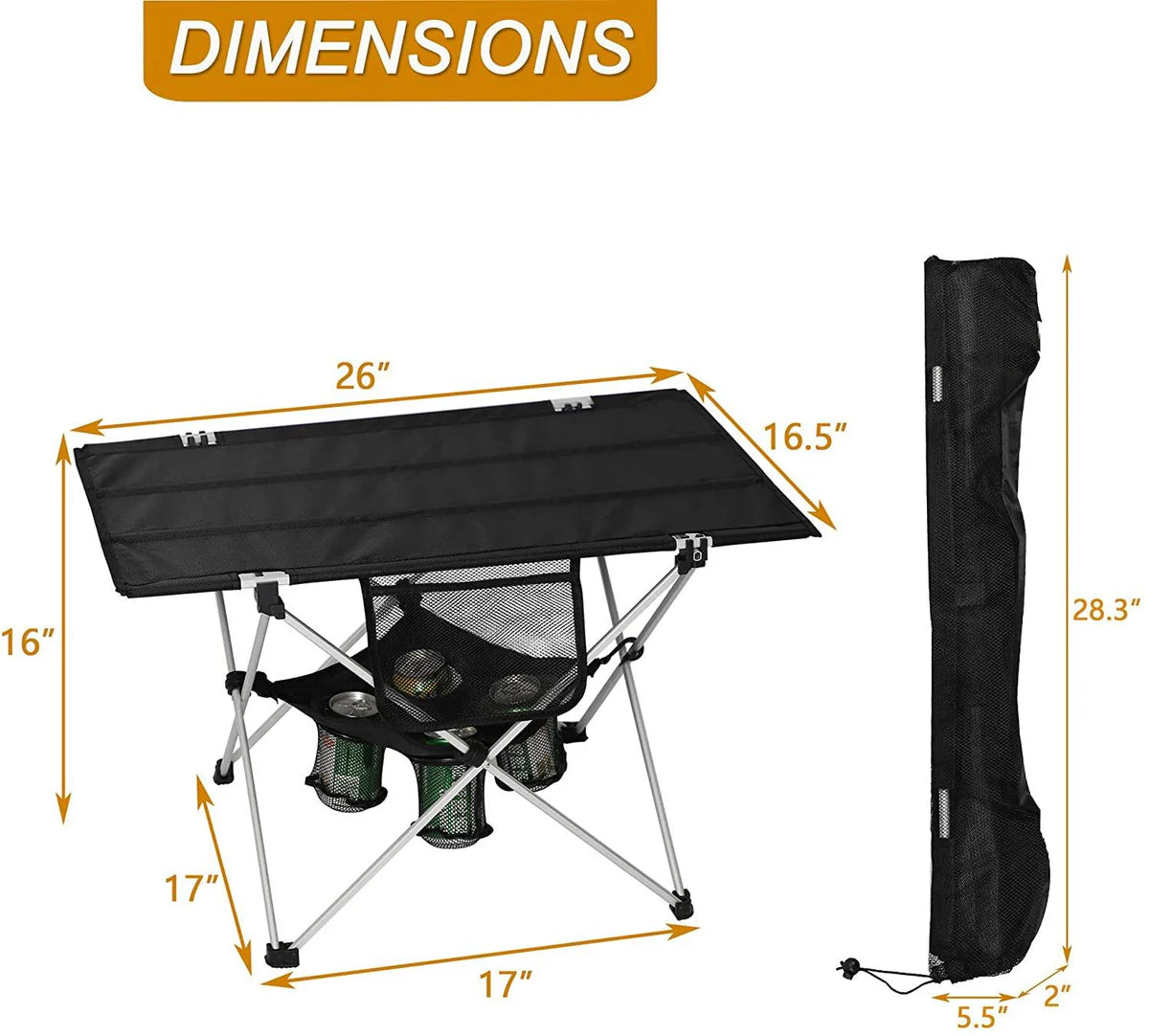 Folding Camping Table Ultralight Outdoor Beach BBQ Picnic Fishing Table with Cup Holders and Carry Bag