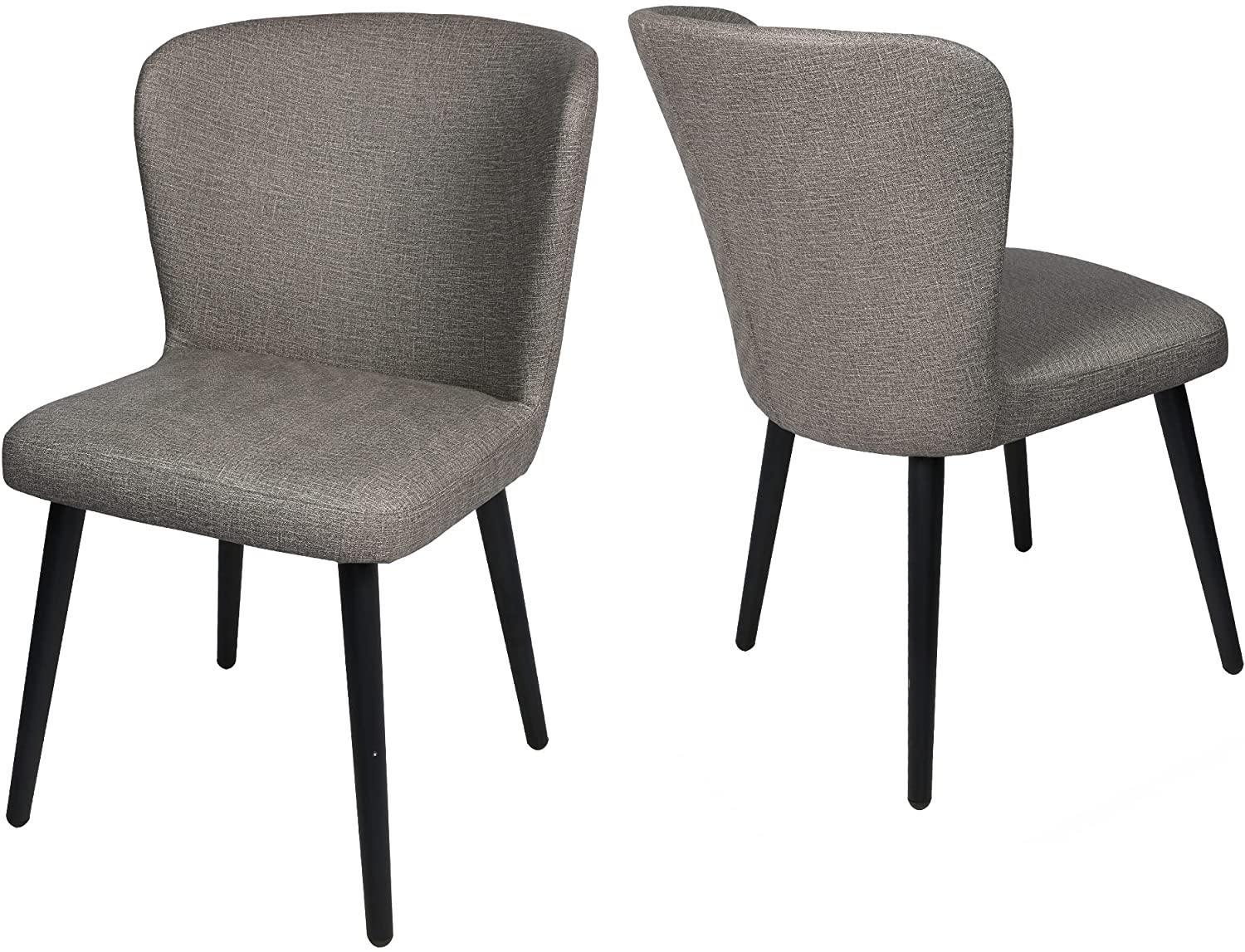 Set of 2 Kitchen Dining Room Chair Leather Chair with Fire Retardant & Water Repellent Vinyl Seat, Grey