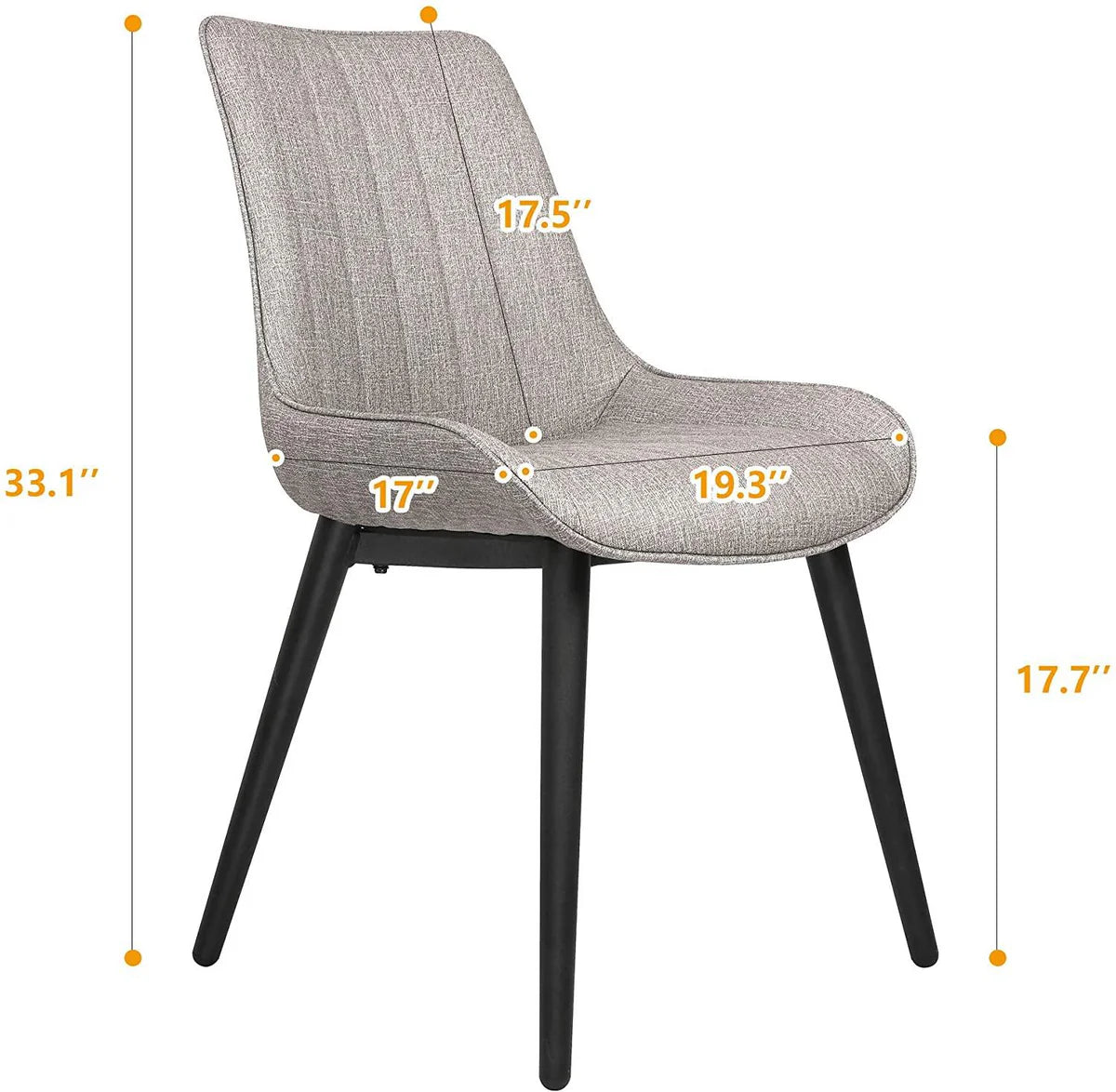 Set of 2 Modern Accent Chairs with Soft Foam Cushion, Comfortable and Easy to Clean, Curved Ergonomic Design, Dining Room Chair