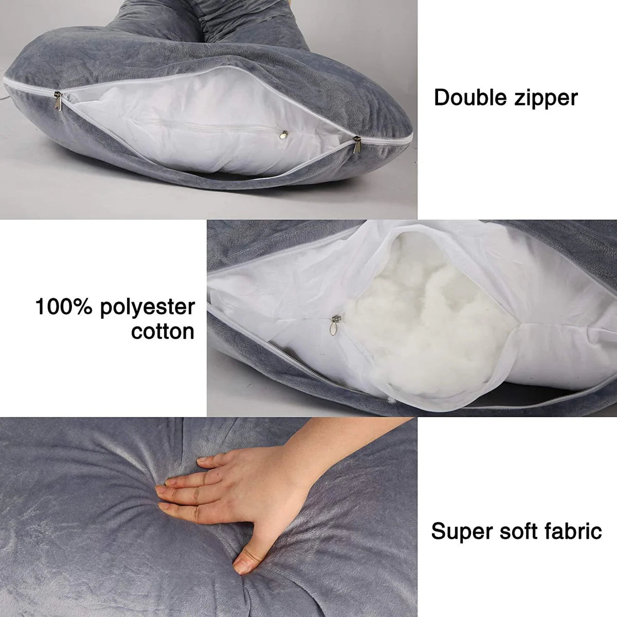 U-Shape Full Body Pillow 55 Inch Maternity Pillow with Washable Velvet Cover Nursing Support Cushion,Support for Back