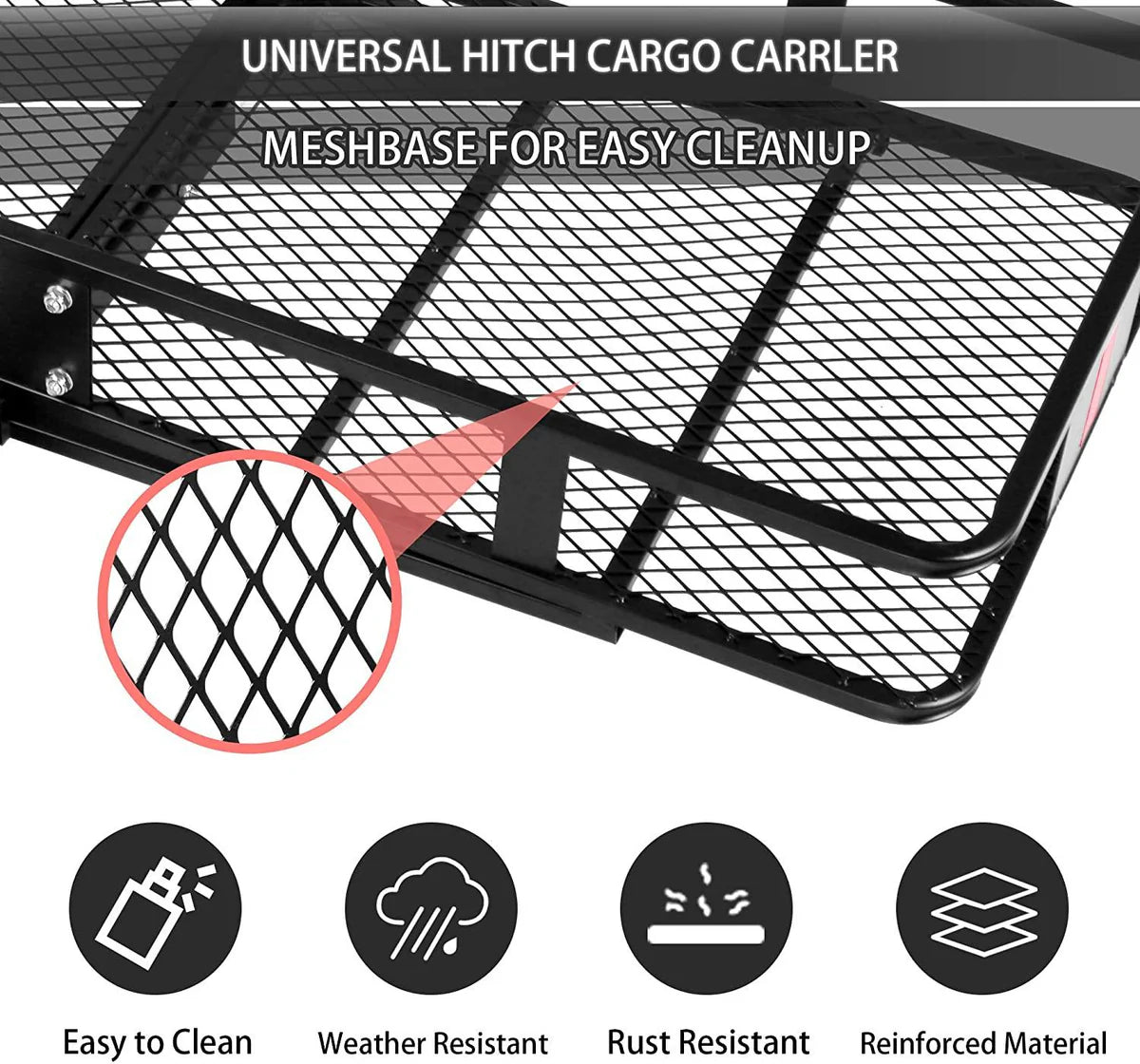 60" x 24" x 6.5" Hitch Mounted Folding Cargo Carrier, 500LBS Capacity Heavy Duty Basket Rack, Fit 2" Receiver Hitch