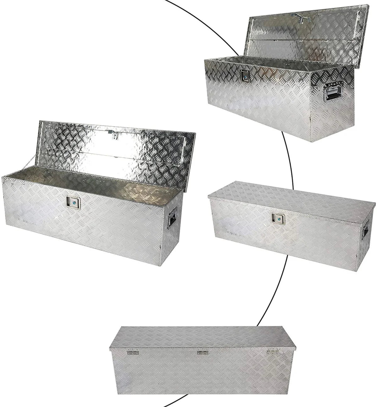 Heavy Duty 48.5"x 15"x 15" Aluminum Truck Tool Box Trailer Pickup Tool Box w/ Side Handles & 2 Keys, Silver