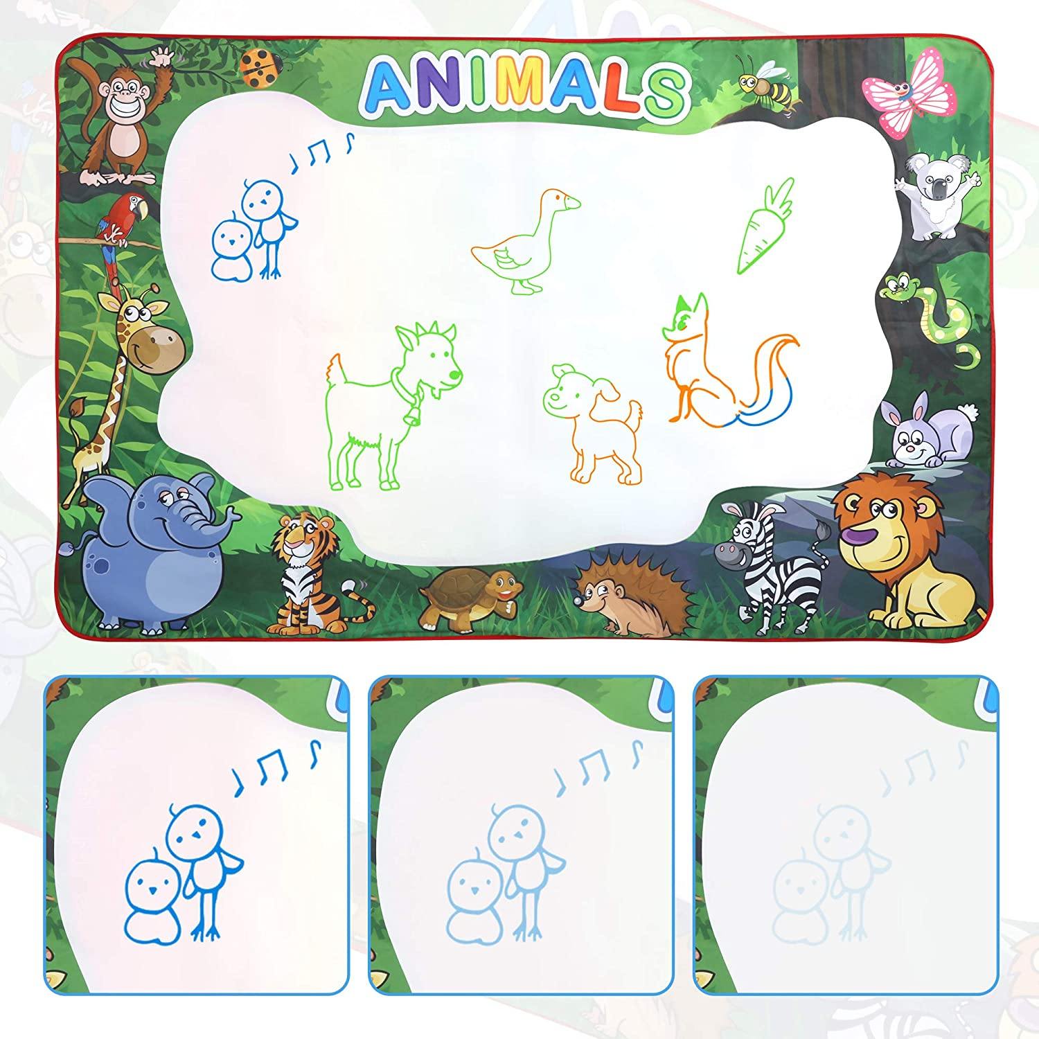 Water Doodle Mat 59 x 39 inches Extra Large for Toddlers Kids Animal Water Drawing Pad Learning Toys Age 3+