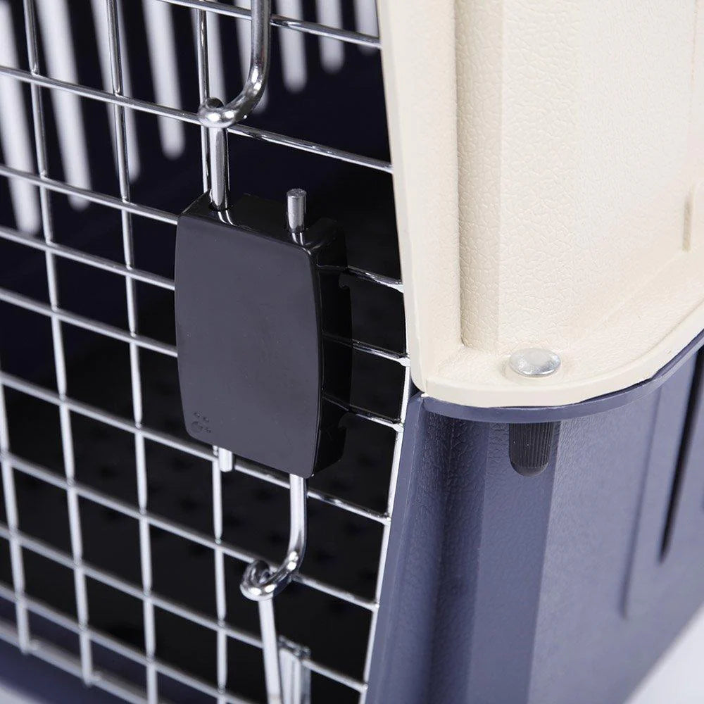 Small Airline Approved Plastic Pet Carrier Cage with Chrome Door in Blue