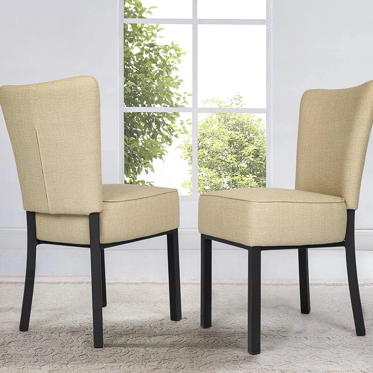 Set of 2 Kitchen Dining Room Chairs Modern PU Leather Chair with Soft Cushion