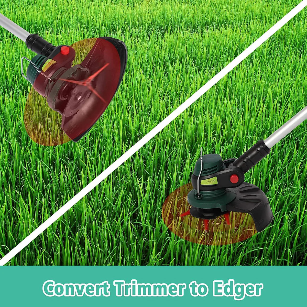 Cordless String Trimmer/Edger, 10" Electric Garden Weed Eater with 20V/2.0 AH Battery and Charge