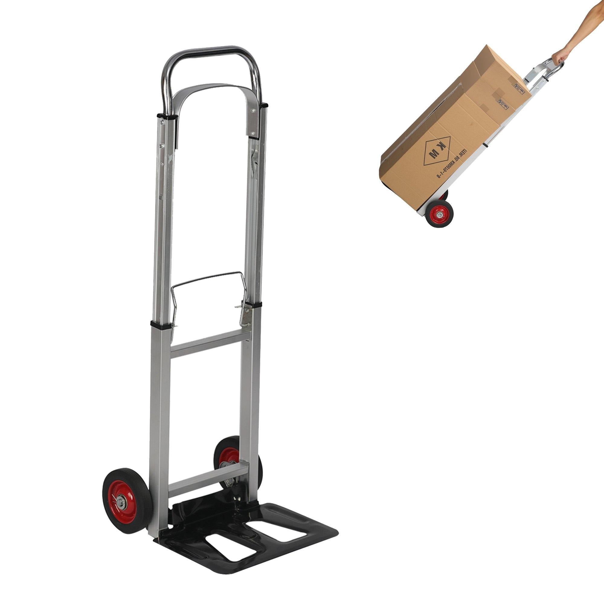 Hand Truck Portable Folding Compact Trolley Heavy-duty Aluminum Luggage Cart with 2 Wheels