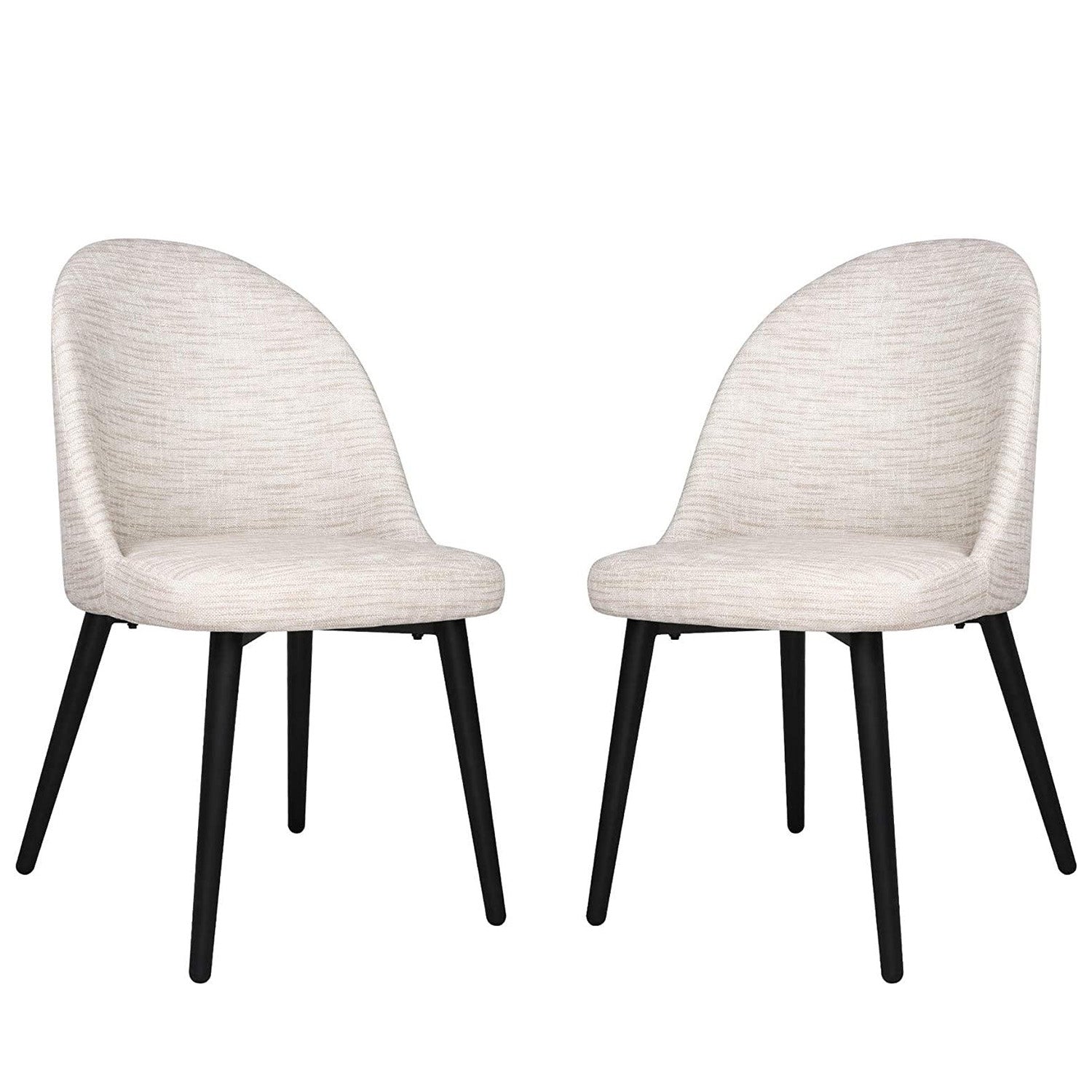 Classic Dining Chair Set of 2, Modern Family Leisure Chair with Steel Legs, PU Leather Mid Back Side Chair, White