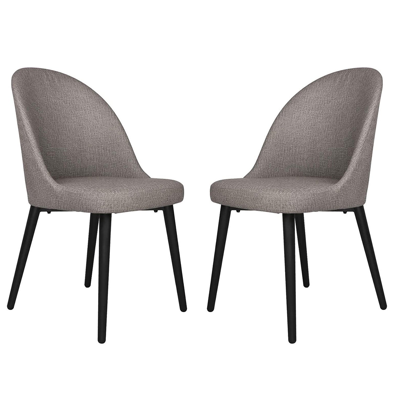 Classic Dining Chair Set of 2, Modern Family Leisure Chair with Steel Legs, PU Leather Mid Back Side Chair, Grey