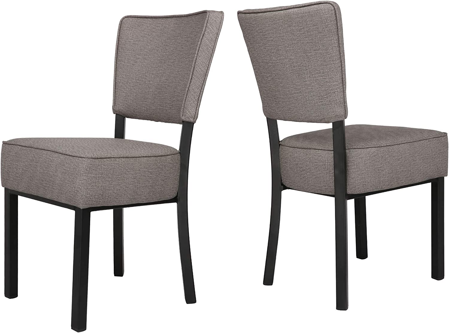 Classic Dining Chair Set of 2, Modern Style Family Leisure Chair with Stainless Steel Legs, PU Leather Mid Back Side Chair, Gray