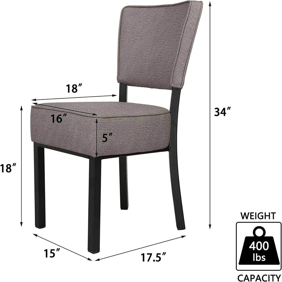 Classic Dining Chair Set of 2, Modern Style Family Leisure Chair with Stainless Steel Legs, PU Leather Mid Back Side Chair, Gray