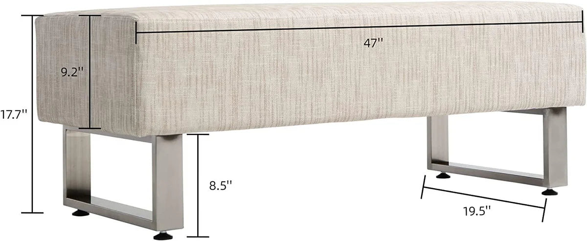 Modern PU Leather Dining Room Bench Upholstered Padded Seat, White