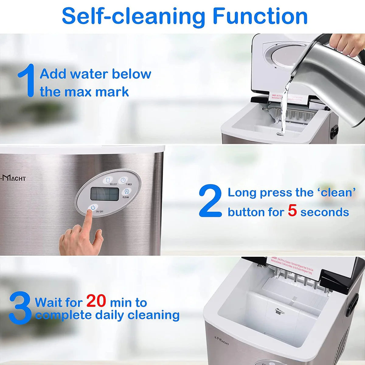 Portable Countertop Ice Maker Machine with Self-Cleaning Function