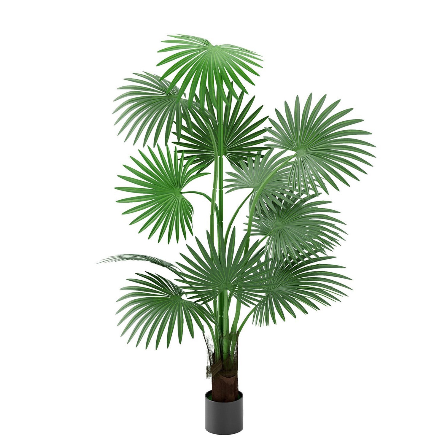 5.8' Artificial Palm Tree in Pot Indoor Ornament Green Plant with 12 Decorative Leaves, Green