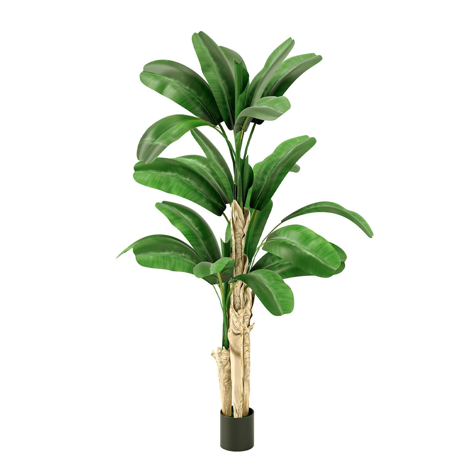 6.2' Artificial Banana Tree in Pot Indoor Ornament Green Plant with Decorative Leaves, Green