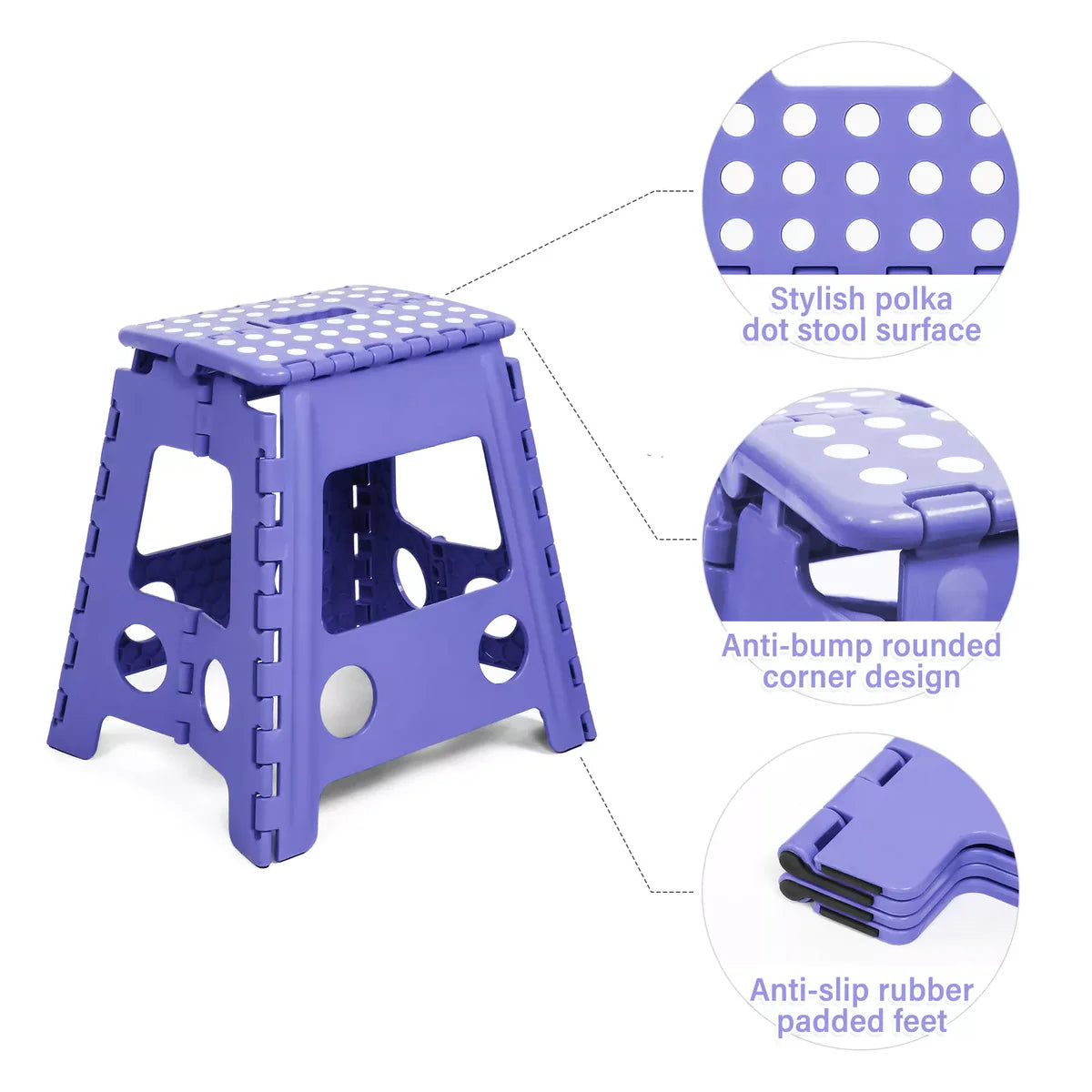 2 Pack Folding Step Stool with Portable Carrying Handle Safe Enough, Purple