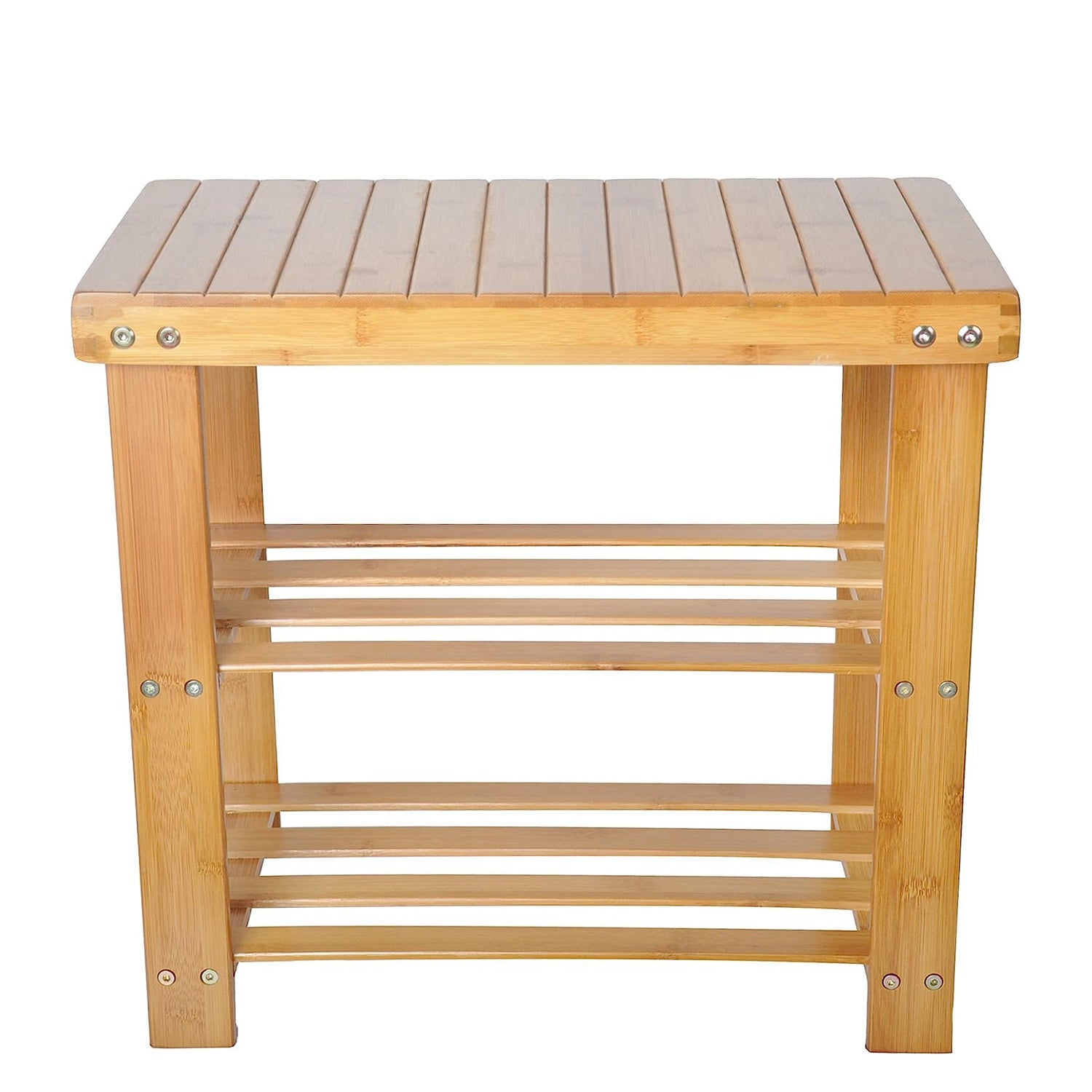 2-Tier Bamboo Shoe Entryway Storage Bench Rack Shoe Organizer