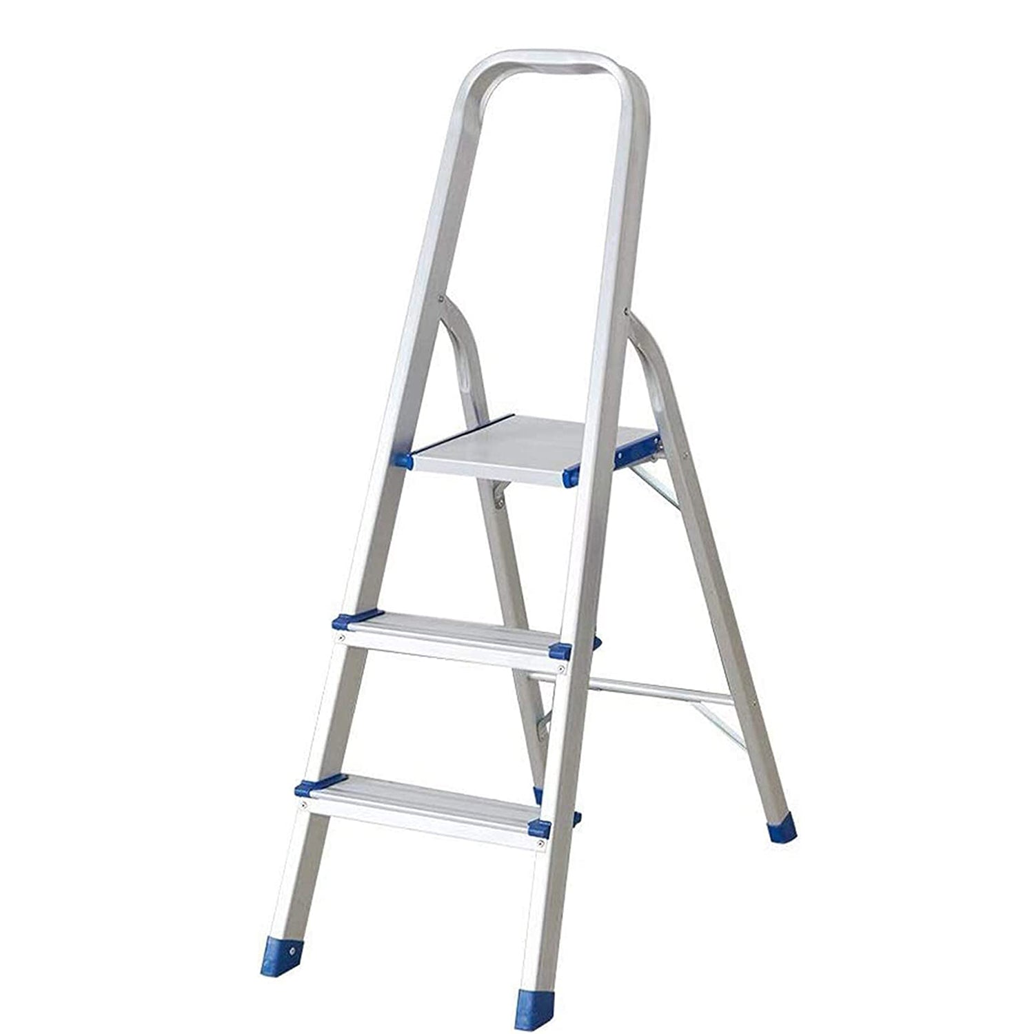 3 Step Non-Slip Aluminum Ladder Folding Platform Stool, 220 lbs Load Capacity