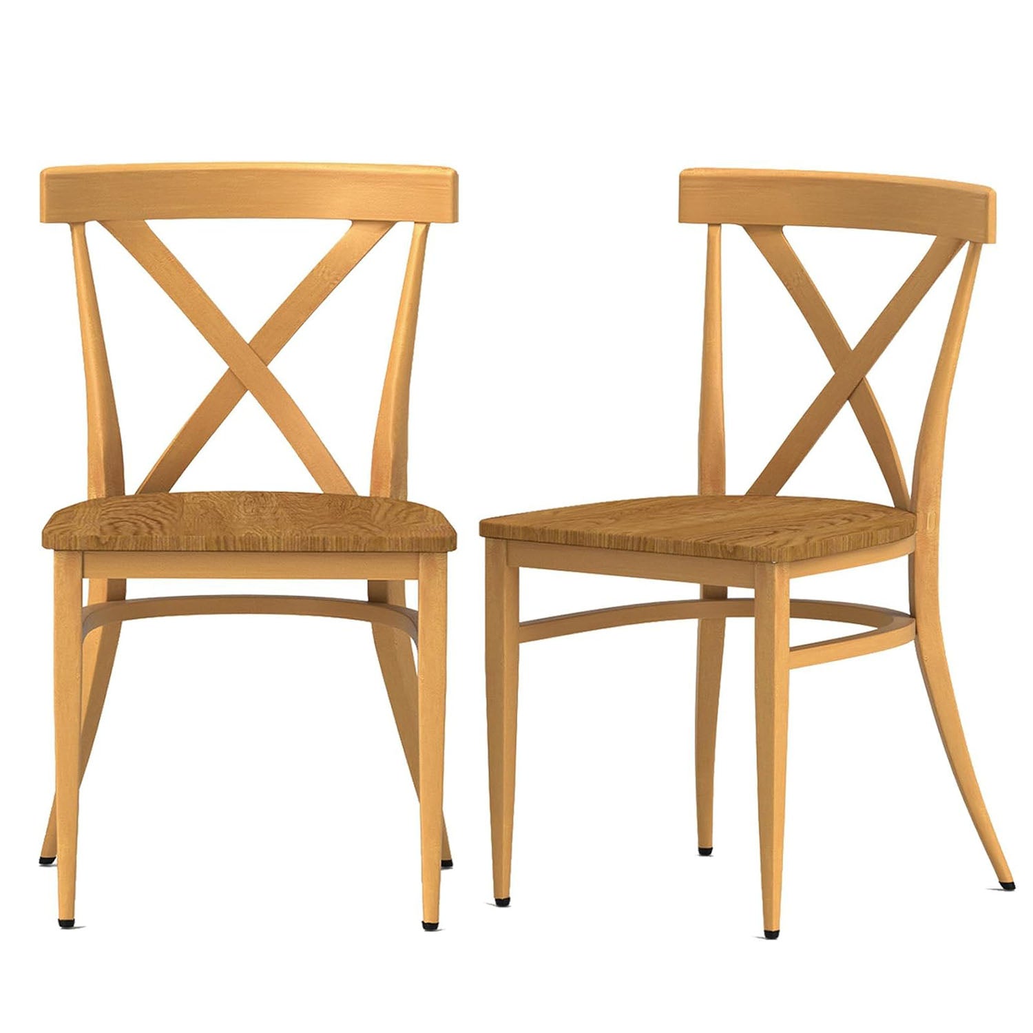 Stackable Side Chairs with Solid Wood Seat&Sturdy Metal Legs, Yellow