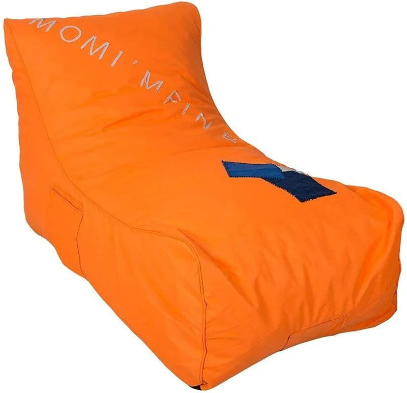 Nylon Foam Lazy Lounger Self Expanding Sponge Floor Chair Sleeper Sofa w/ Dirt-Proof Oxford Fabric & Side Pocket, Orange