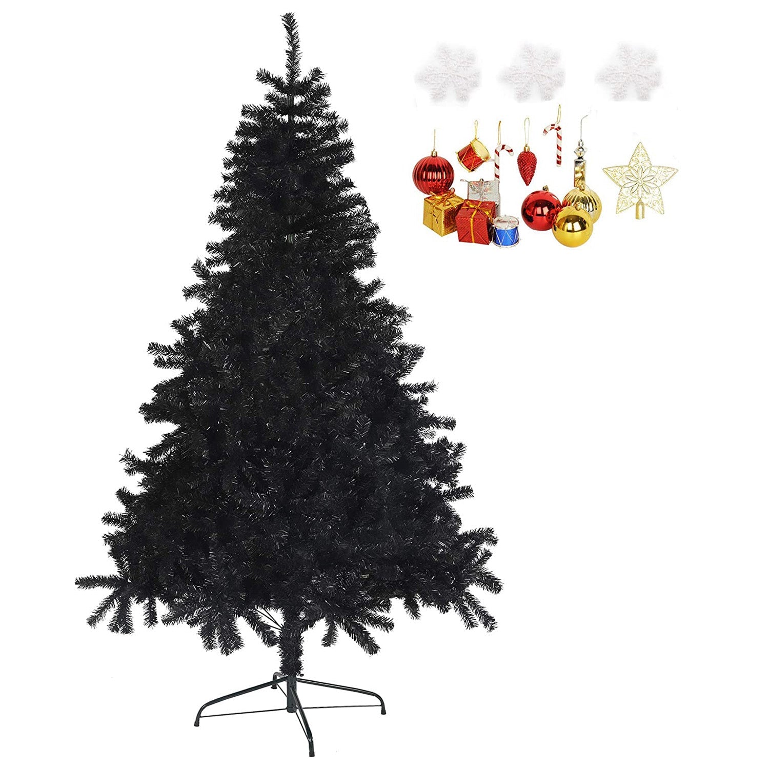 7.8' Premium Artificial Christmas Tree with Solid Metal Stand, Festive Indoor and Outdoor Decoration, Black