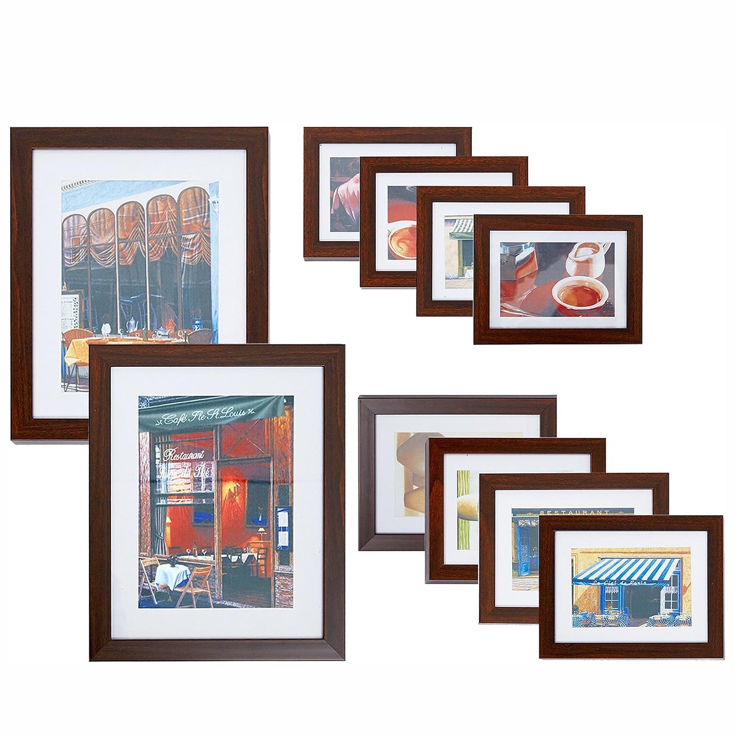 10 Pcs Multi Pack Picture Frame Sets for Wall Collage Display Family Wedding, Brown