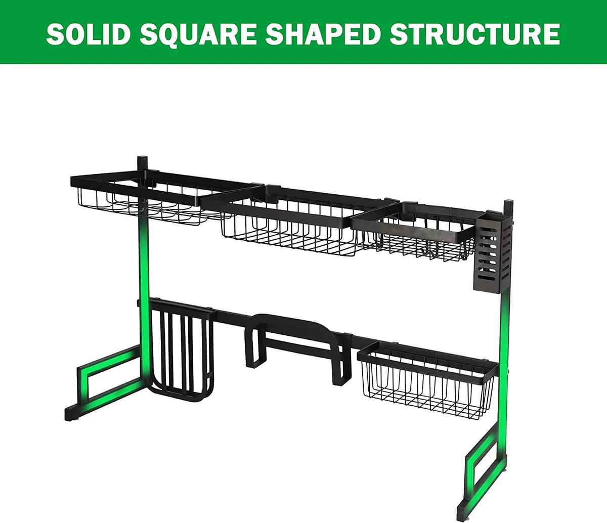 Over The Sink Shelf Dish Drying Rack Stainless Steel Multifunctional Tableware Drainer, 33.4"x12.5"x20.4"