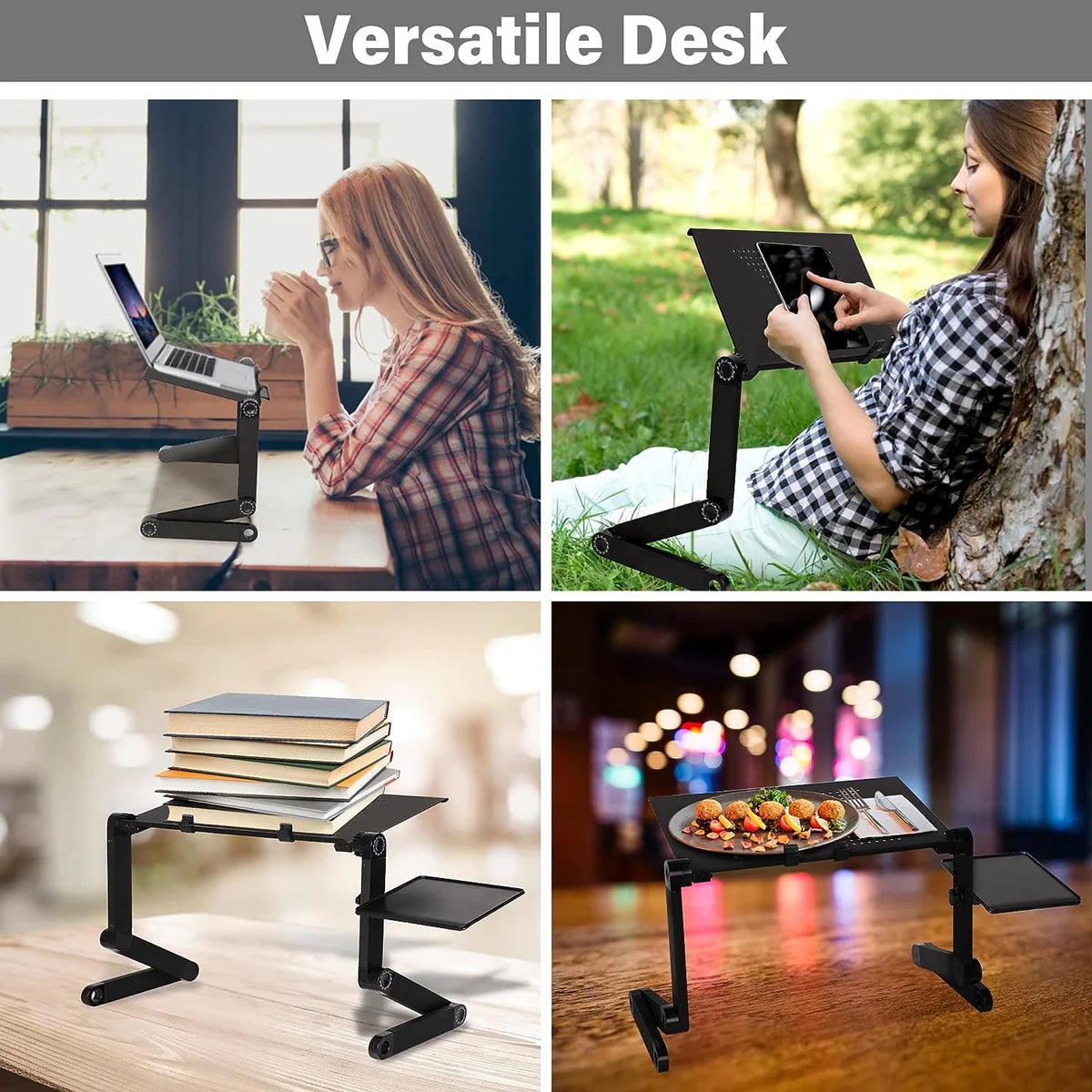 Foldable Adjustable Portable Laptop Table Stand Ergonomic Desk with Mouse Pad