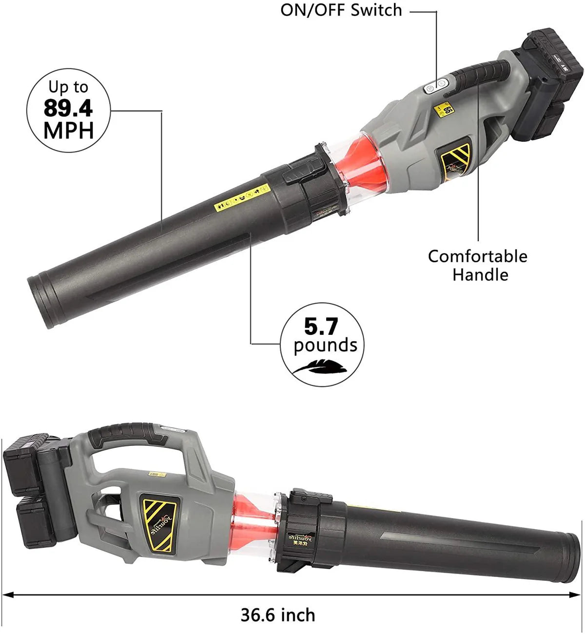 Cordless Leaf Blower 40V 4.0Ah Variable Speed Lithium Battery and Charger Included for Lawn Care, Black