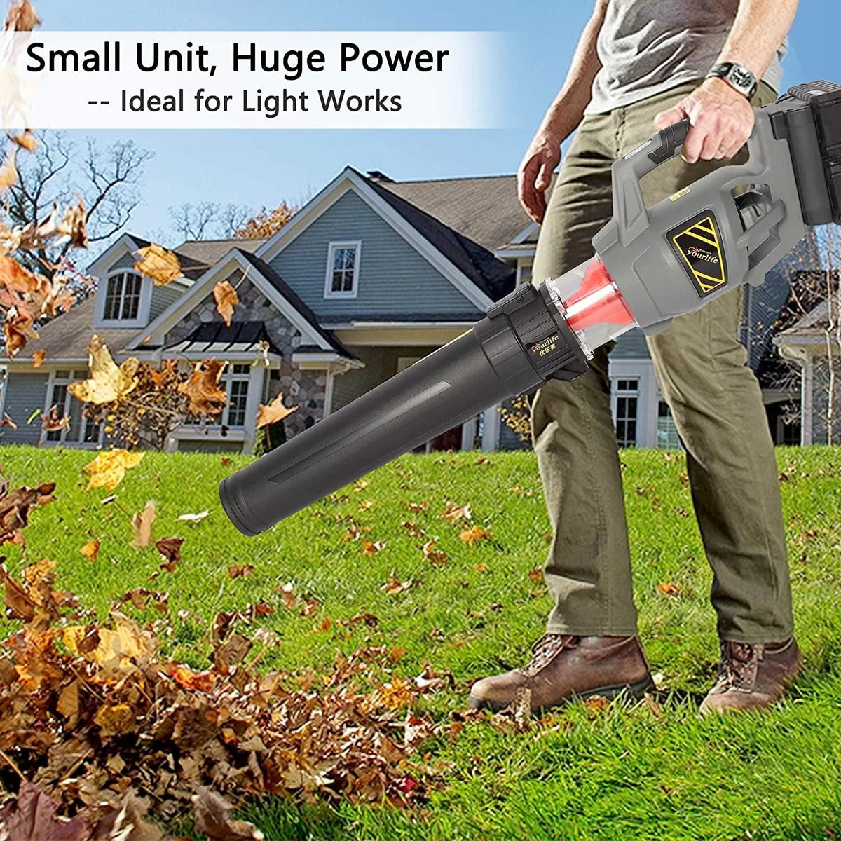 Cordless Leaf Blower 40V 4.0Ah Variable Speed Lithium Battery and Charger Included for Lawn Care, Black