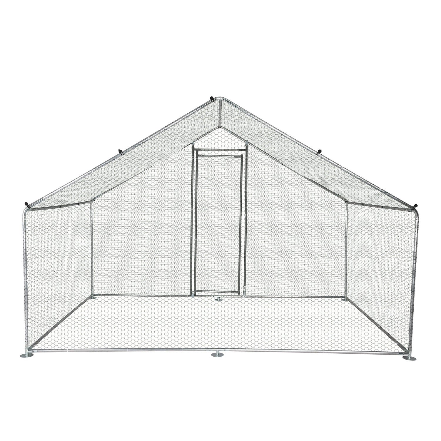 Outdoor Large Metal Chicken Coop 10' x 6.5' x 6.5' Walk-in Poultry Cage Backyard Hen House with Chicken Run Cover