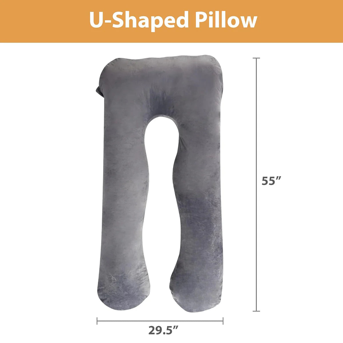 U-Shape Full Body Pillow 55 Inch Maternity Pillow with Washable Velvet Cover Nursing Support Cushion,Support for Back