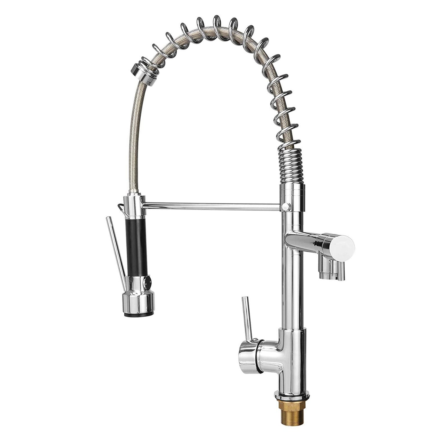 Single-Handle Pull-Down Sprayer Kitchen Faucet, High Arc Stainless Steel, 360 Swivel Single Handle Single Hole Spring Sink Faucet, Chrome