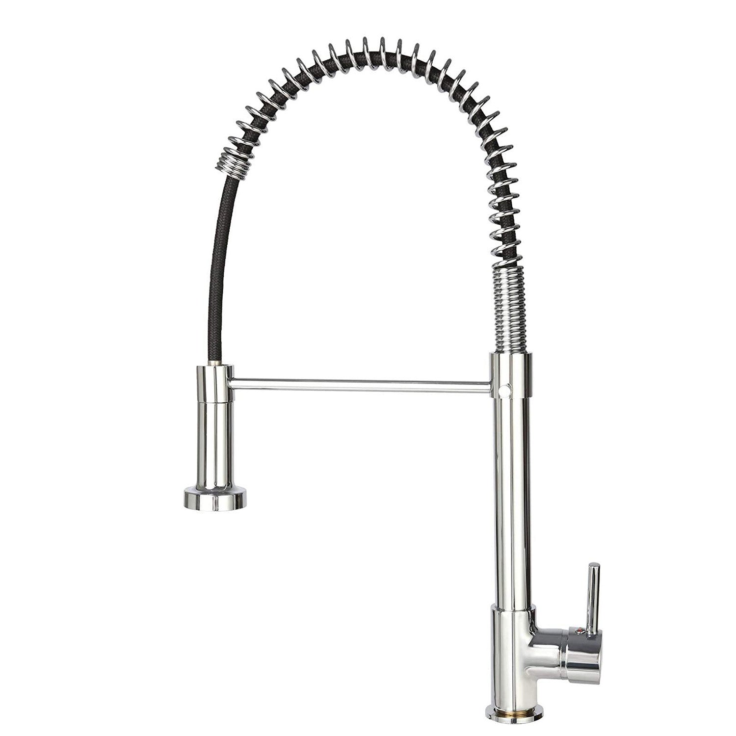 Commercial Kitchen Faucet with Pull Down Sprayer, High Arc Stainless Steel, 360 Swivel Single Handle Single Hole Spring Sink Faucet, Chrome