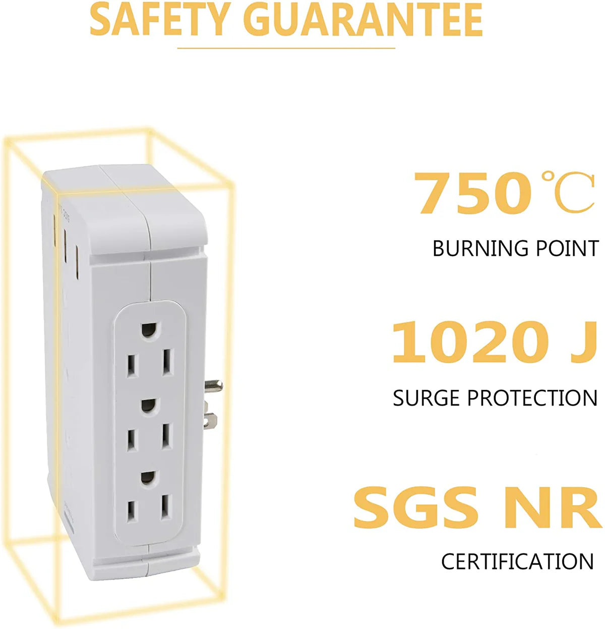 Wall Outlet Extender-2 Pack Surge Protector Multifunctional Outlet Wall Plug with 3 USB Ports(3.4A Total), 8 AC Outlets, Removable Outlet Shelf