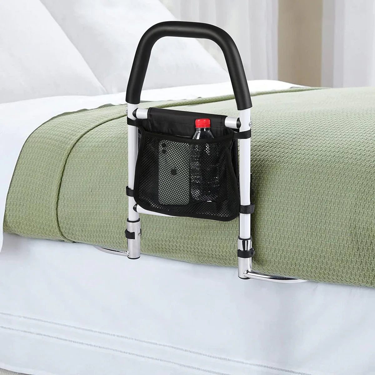 Bed Rails for Senior with Organizer Pouch, Bed Assist Rail with Anchor Strap, Medical Bed Safety Handle