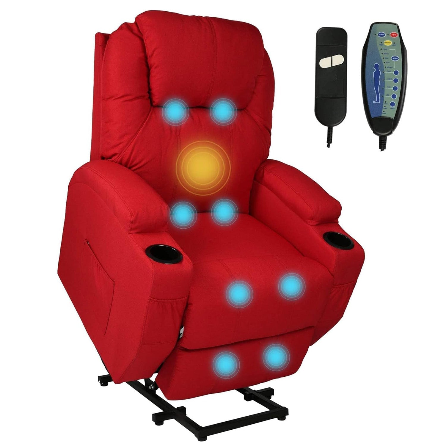 Power Lift Recliner Chair, Electric Full Body Massage Chair for Elderly with Massage and Heat, Red