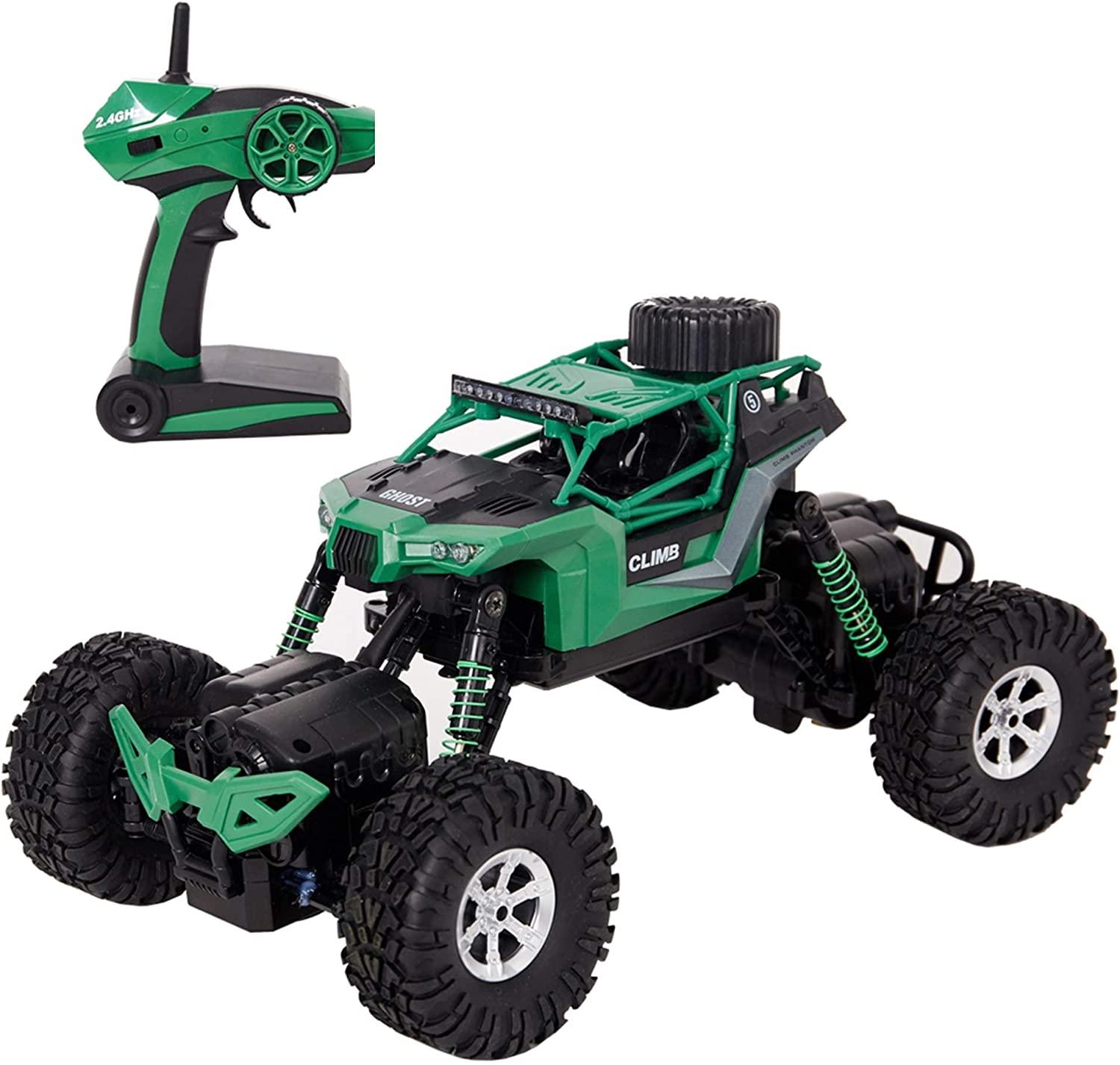 Electric RC Car 1:18 Remote Control Vehicle 2.4Ghz Off-Road Rock Crawler All Terrain Double-turn Waterproof Truck for Kids