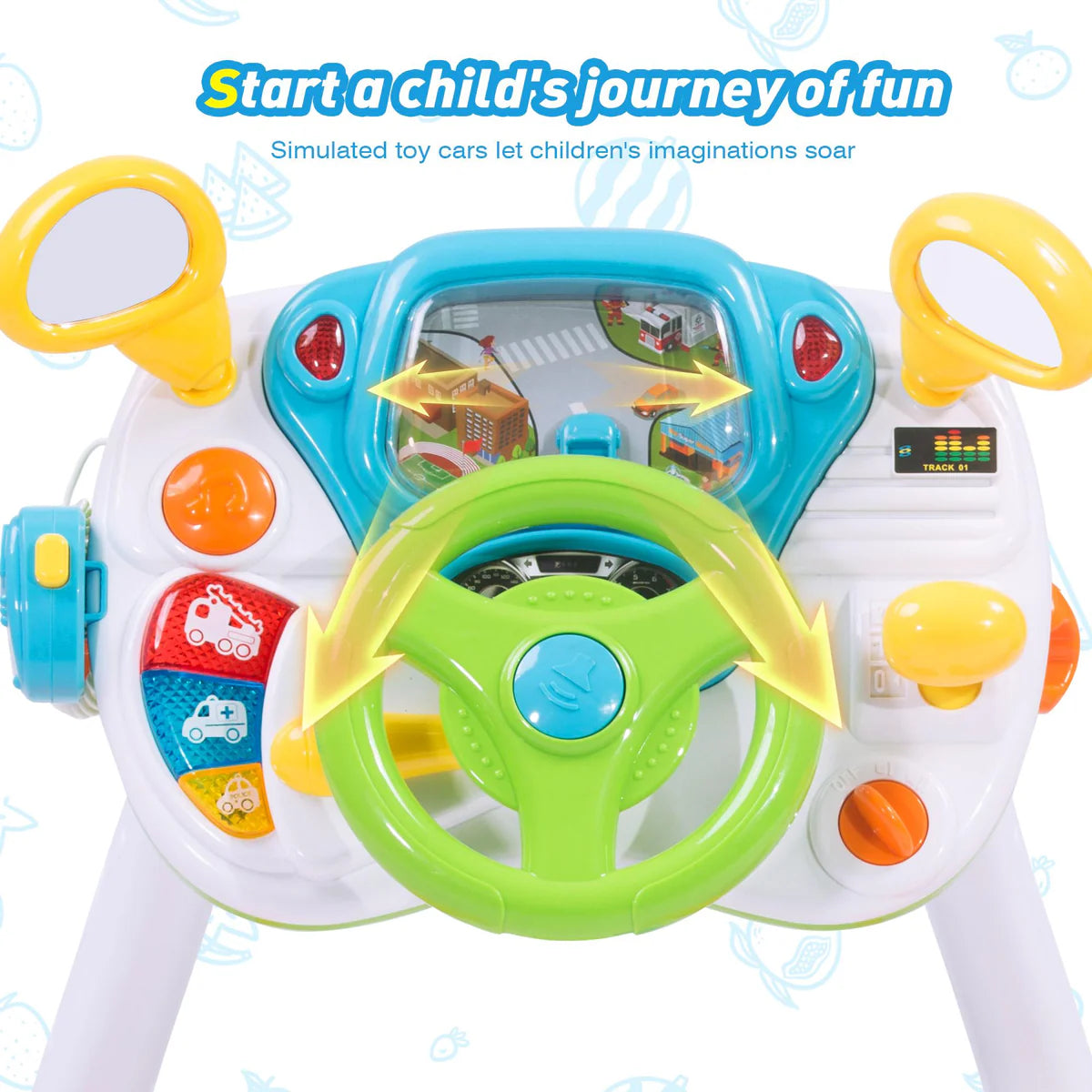 Kids Driving Simulate Ride on Toy Pretend Play Steering Wheel Toy for Toddlers