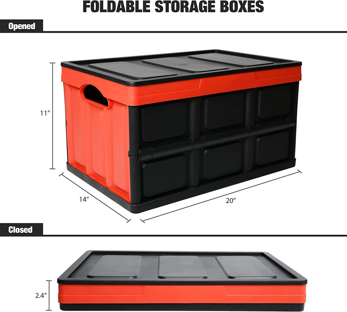 2-Pack Collapsible Plastic Storage Bins 50L Organizer Box Stackable Utility Crates with 2 Waterproof Bag & Lids